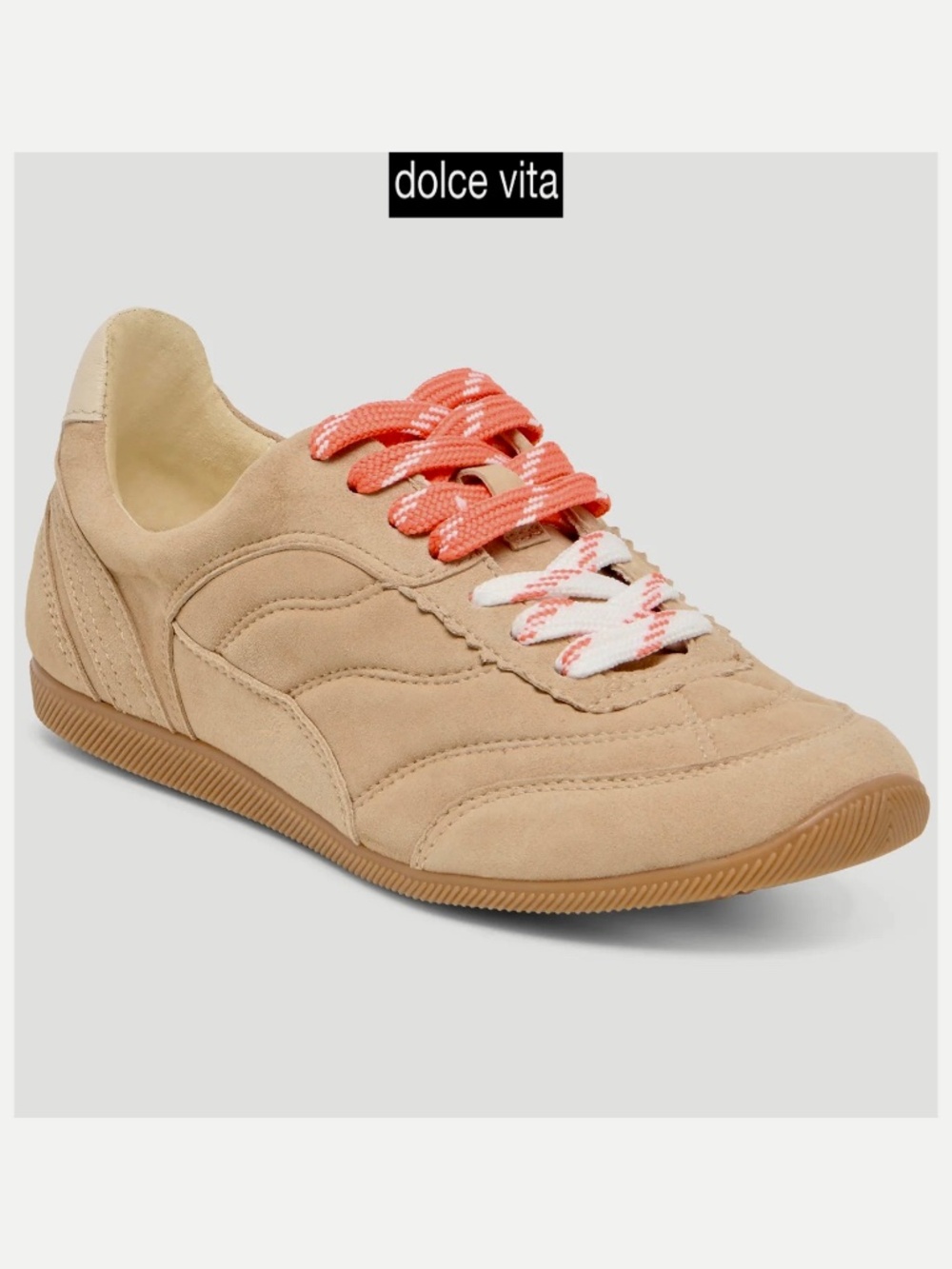 DOLCE VITA WOMEN NIB LAINI CAMEL SUEDE LACE-UP SNEAKERS. SIZE 8.5